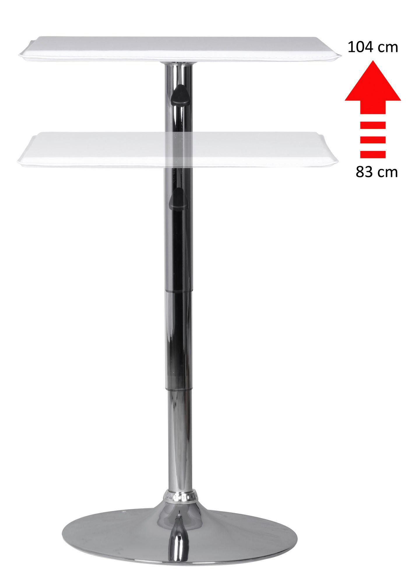 VISOKI STOL - bijela/boje kroma, Moderno, drvni materijal/metal (63/83-104/63cm) - MID.YOU