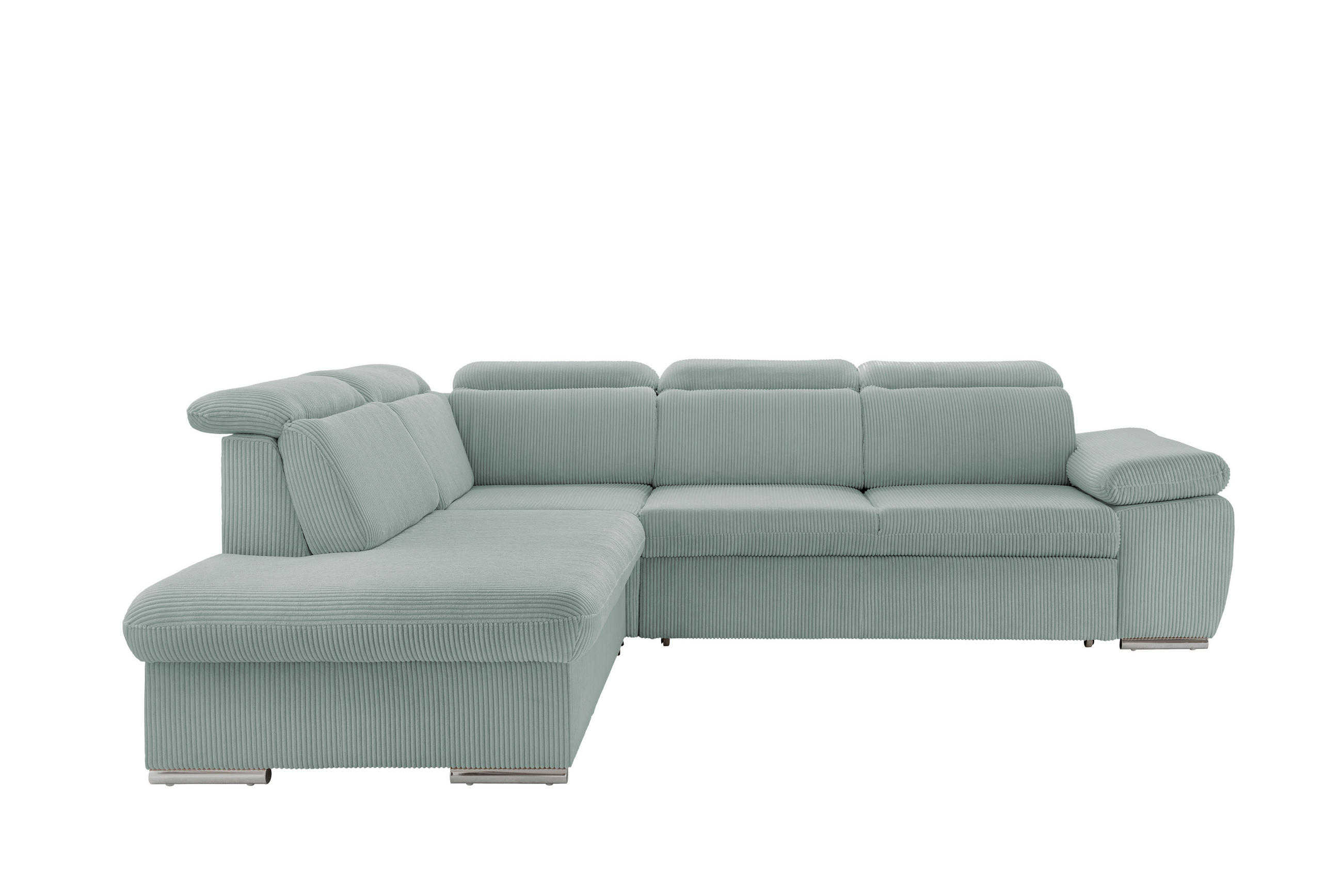 ECKSOFA in Cord Hellblau - Chromfarben/Hellblau, Design, Textil/Metall (228/283cm) - Livetastic