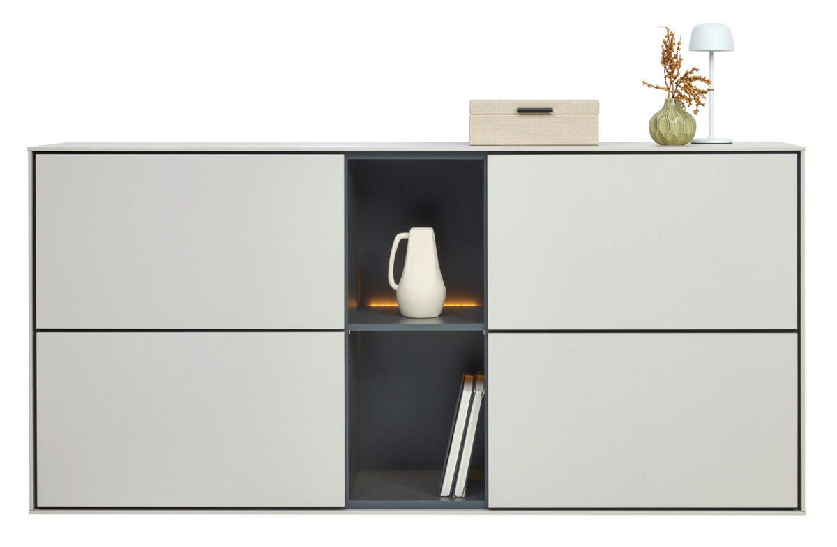 SCHUHSCHRANK Graphitfarben, Kaschmir  - Kaschmir/Graphitfarben, Design, Holzwerkstoff (170/81/41cm) - Voleo