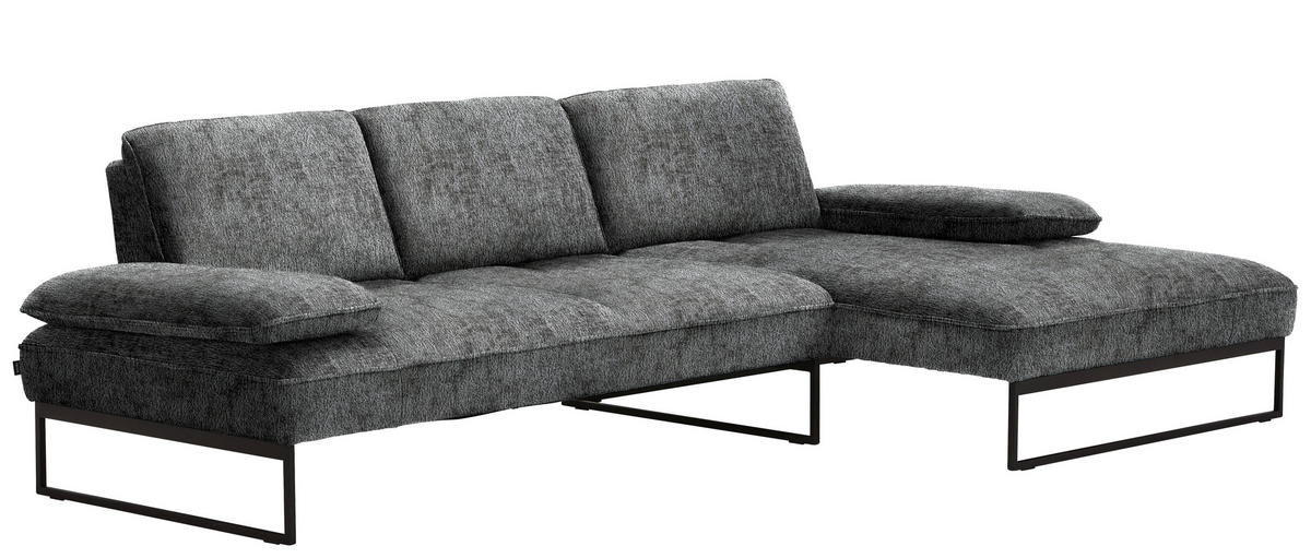 ECKSOFA in Chenille Anthrazit  - Anthrazit, Design, Textil/Metall (310/160cm) - Joop!