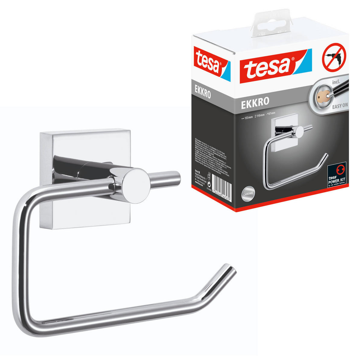 TOILETTENPAPIERHALTER - Chromfarben, Basics, Metall (14/10,2/5cm) - Tesa