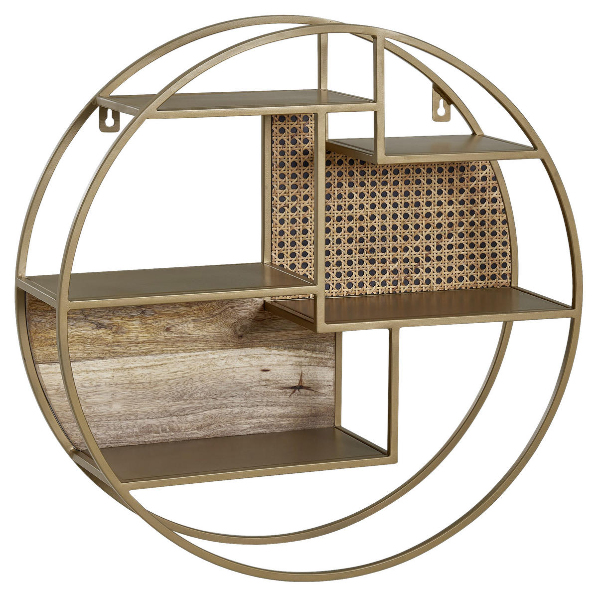 WANDREGAL 62/62/17 cm  - Messingfarben/Braun, Modern, Holz/Metall (62/62/17cm) - MID.YOU