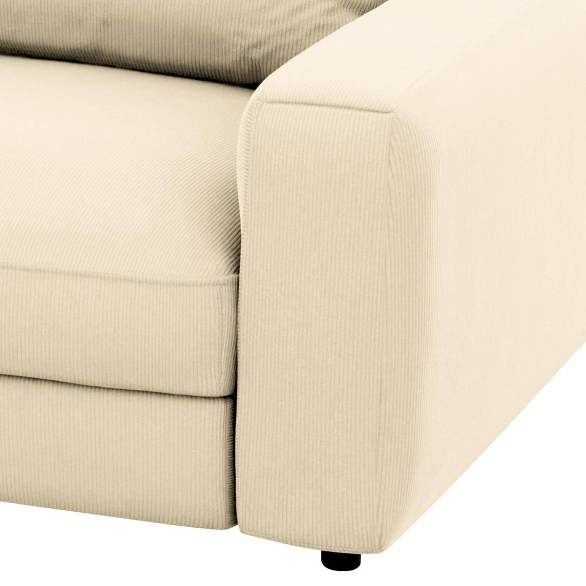 BIGSOFA in Cord Weiss  - Weiss/Schwarz, Modern, Kunststoff/Textil (264/84/125cm) - Trendmanufaktur