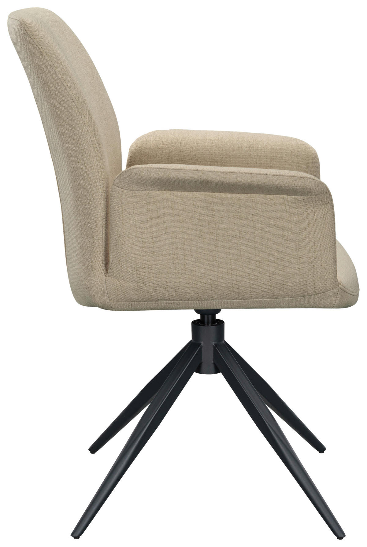 ARMLEHNSTUHL  Sitzfläche 360° drehbar, automatische Rückholfunktion Mikrofaser  Schwarz, Beige  - Beige/Schwarz, Design, Textil/Metall (66/89/64,5cm) - Novel