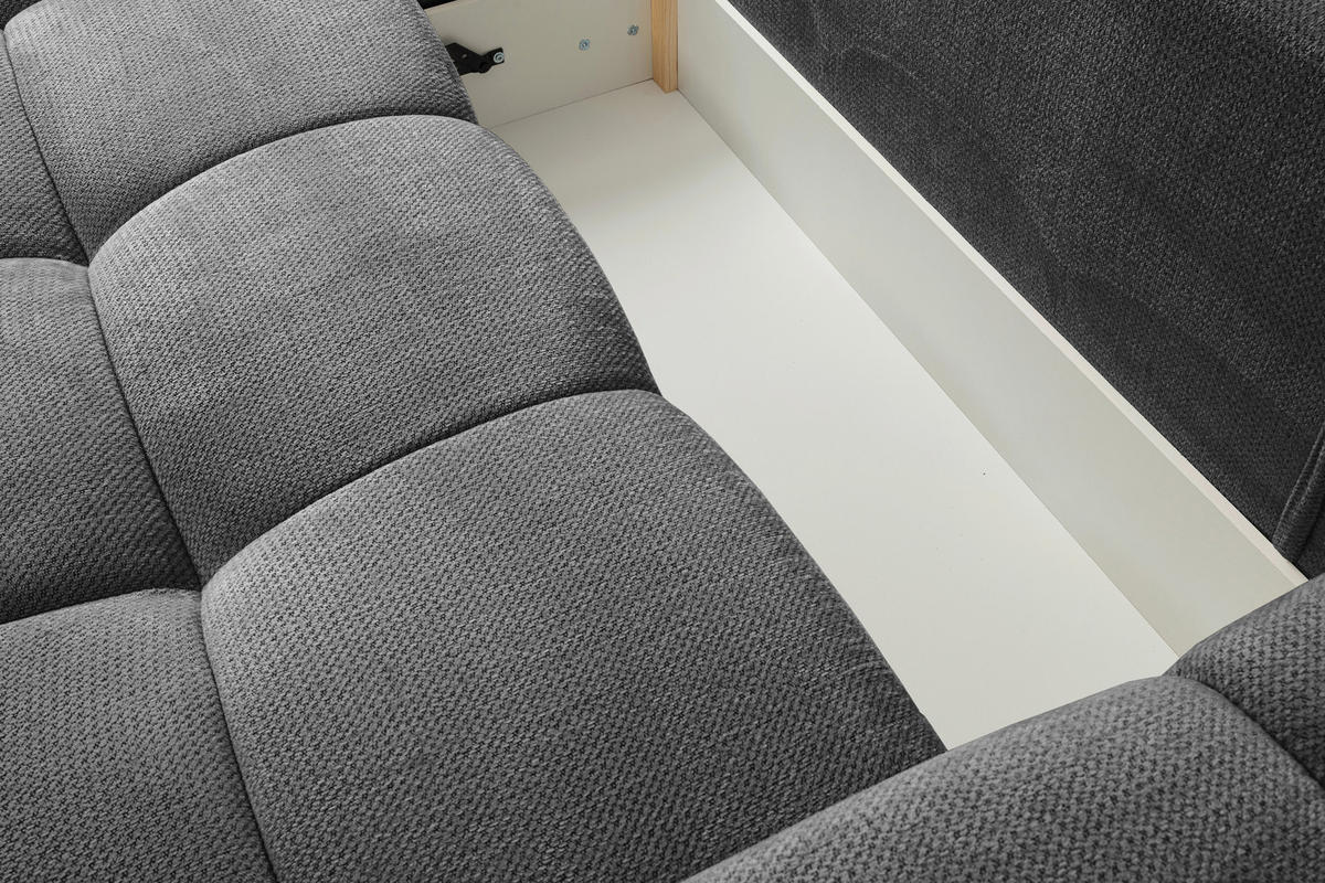 ECKSOFA Anthrazit Chenille  - Anthrazit/Schwarz, Design, Textil/Metall (267/185cm) - Stylife