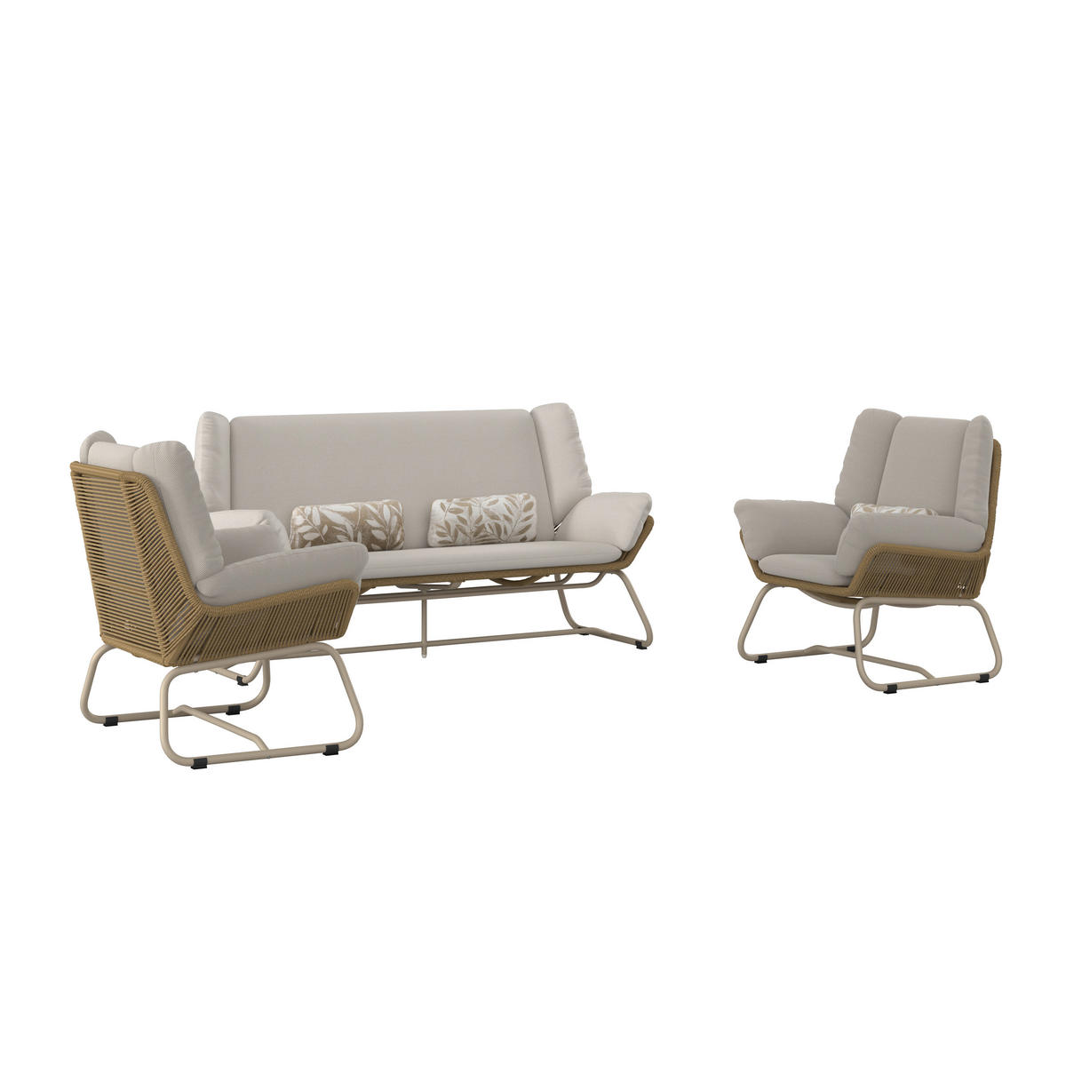 GARTENSET  3-teilig  - Beige/Naturfarben, Design, Kunststoff/Textil - Dieter Knoll