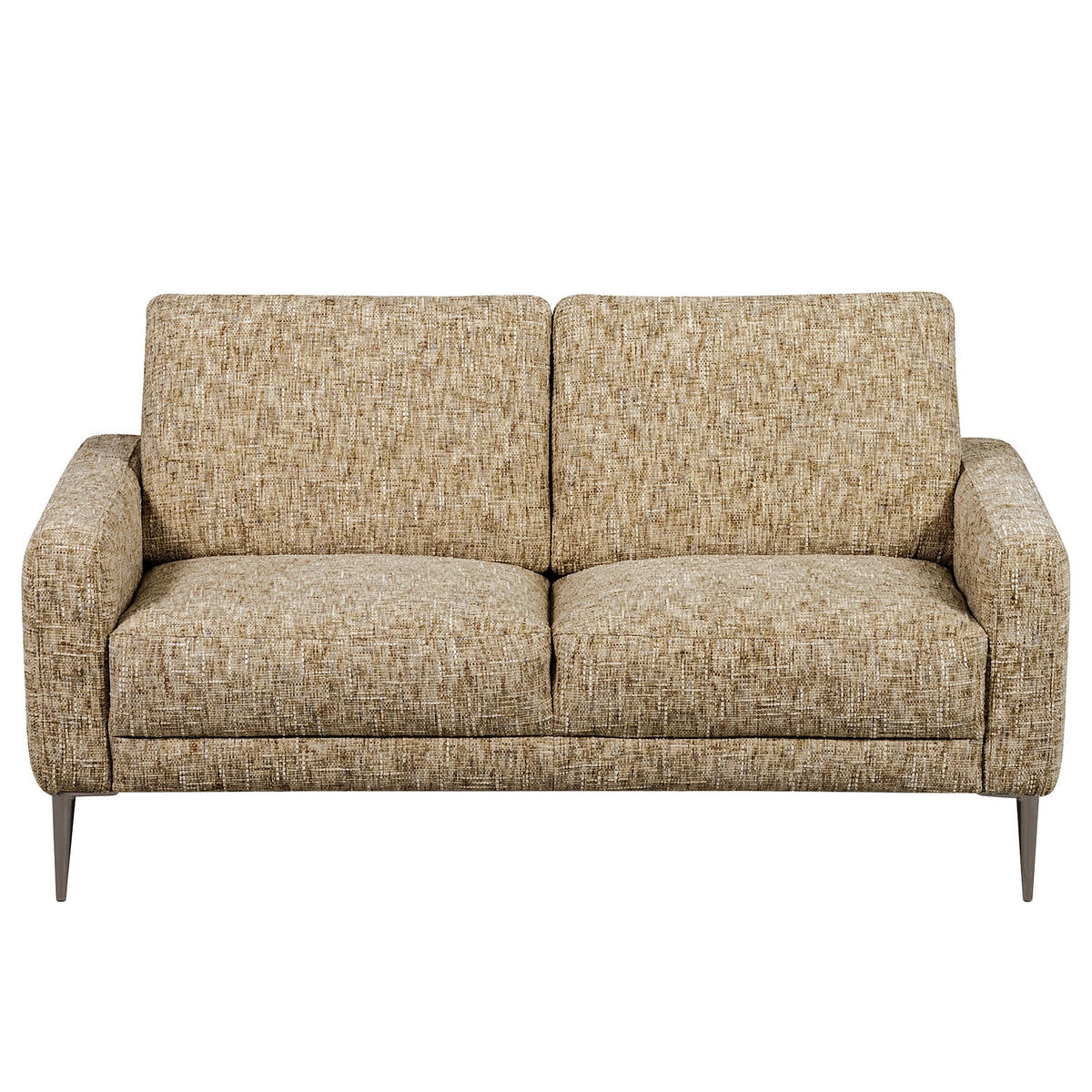 2-SITZER-SOFA Webstoff Hellbraun  - Hellbraun/Schwarzchrom, Design, Textil/Metall (157/85/92cm) - Livetastic