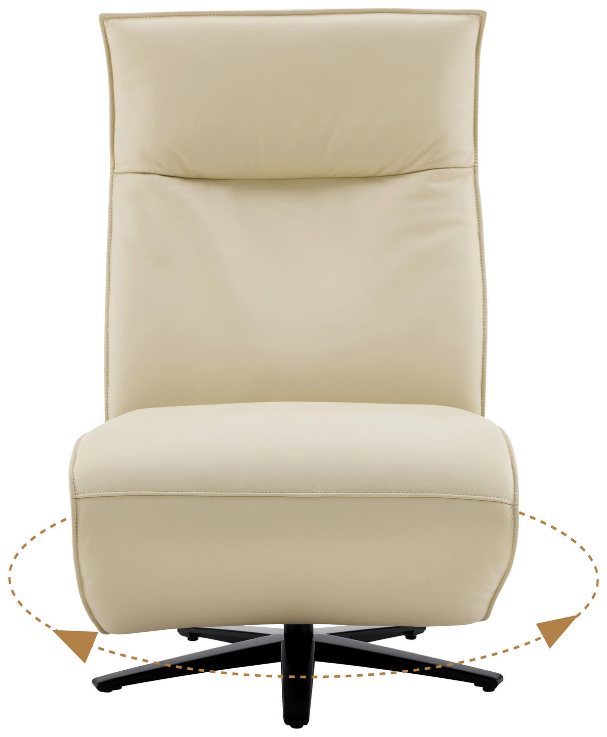 RELAXSESSEL Lederlook Echtleder Relaxfunktion, Kopfteilverstellung, Fußteilverstellung    - Beige/Schwarz, Design, Leder/Textil (70/110/82cm) - Stylife