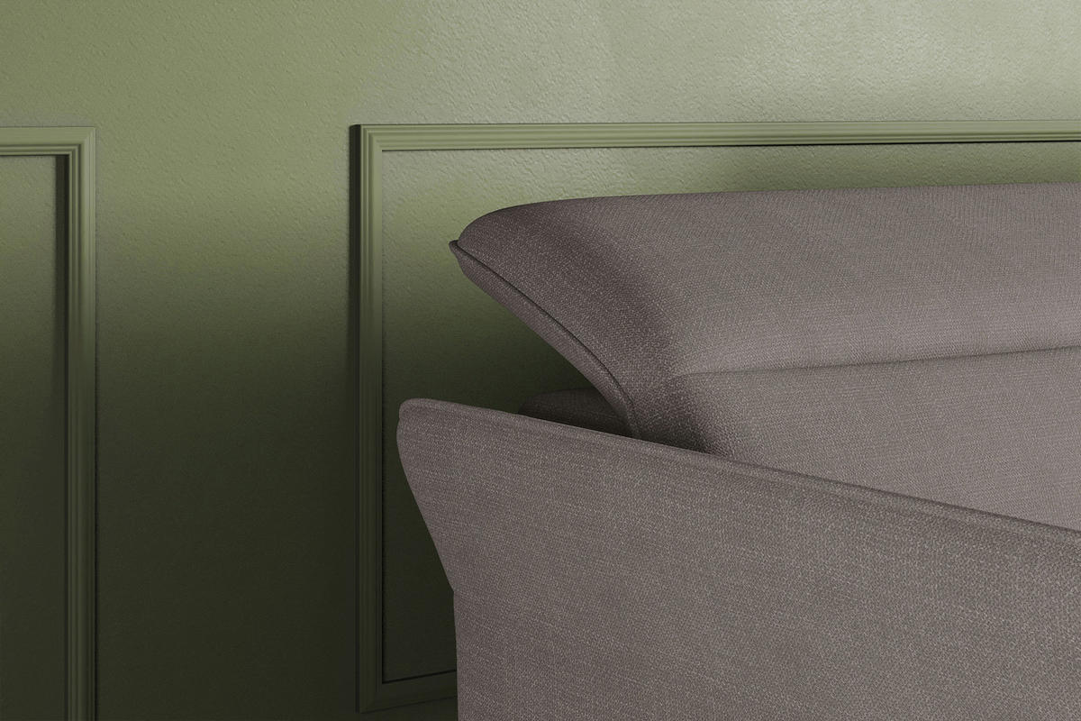 ECKSOFA Taupe Flachgewebe Rücken echt, Kopfteilverstellung, Sitztiefenverstellung  - Taupe/Schwarz, KONVENTIONELL, Textil/Metall (272/175cm) - Carryhome