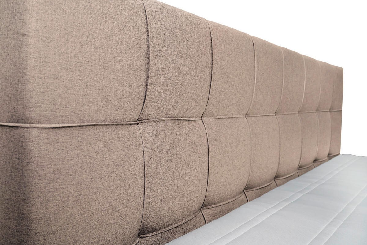 BOXSPRINGBETT 180/200 cm  in Hellbraun  - Hellbraun/Alufarben, Konventionell, Kunststoff/Textil (180/200cm) - Carryhome