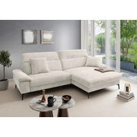 ECKSOFA CANCELLI in Struktur Creme  300/178 cm  - Creme/Schwarz, KONVENTIONELL, Textil/Metall (300/178cm) - Livetastic
