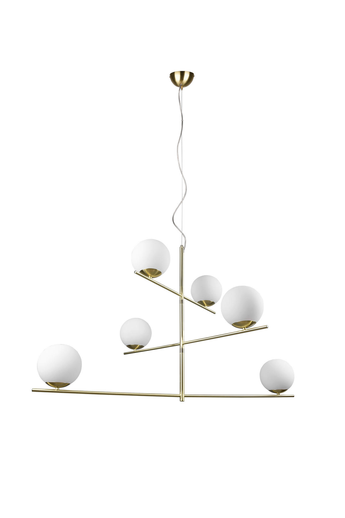 HÄNGELEUCHTE 115/80/150 cm    - Weiss/Messingfarben, Design, Glas/Metall (115/80/150cm) - Trio Leuchten
