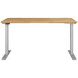 SCHREIBTISCH 140/80/72-118 cm  in Silberfarben, Eichefarben  - Eichefarben/Silberfarben, MODERN, Holzwerkstoff/Metall (140/80/72-118cm) - Novel