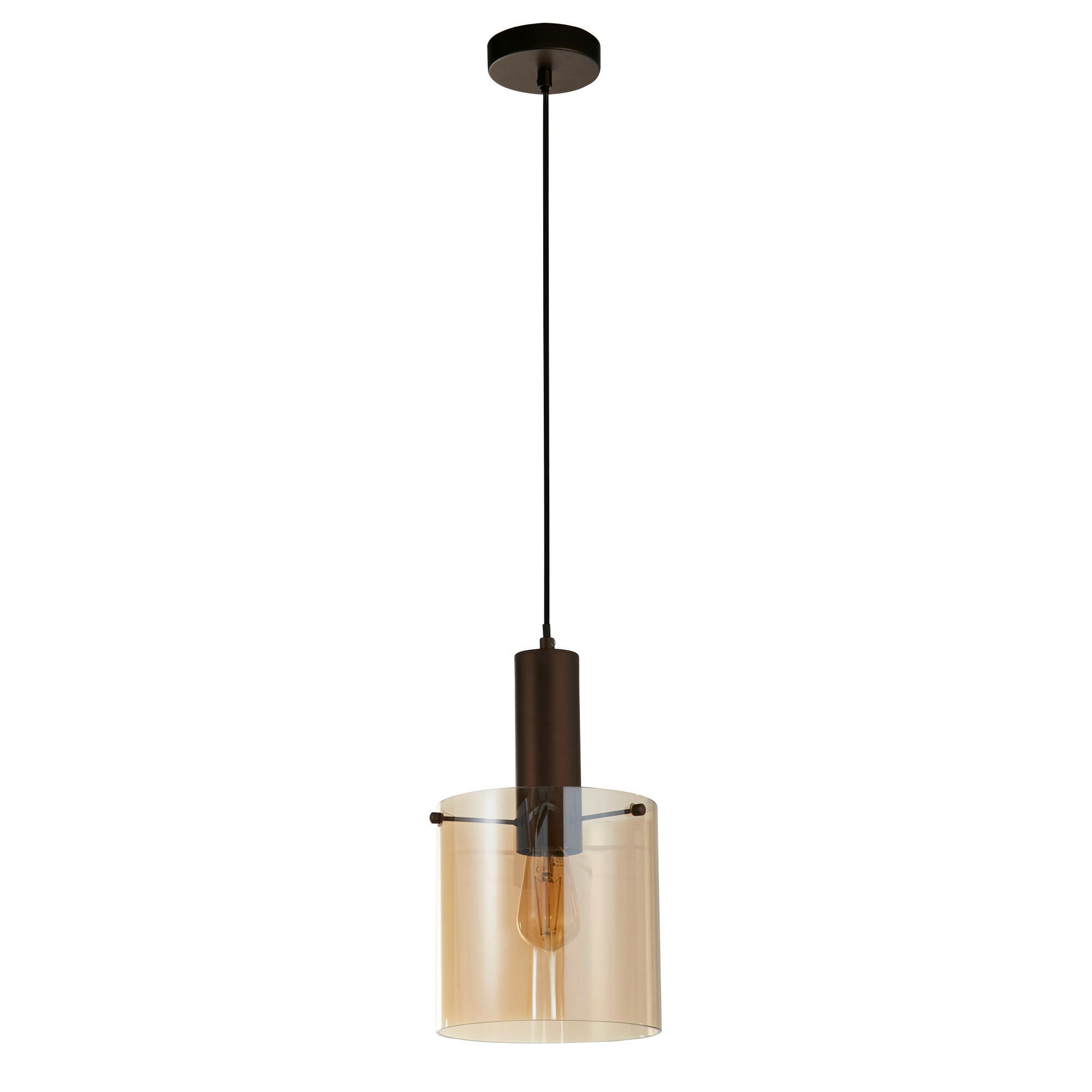 HÄNGLAMPA Sweden 20/35-120/20 cm  - bärnstensfärgad, Modern, metall/glas (20/35-120/20cm)