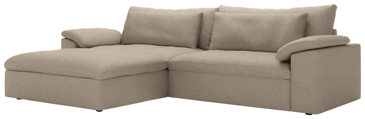 ECKSOFA Flachgewebe Naturfarben  - Schwarz/Naturfarben, Modern, Kunststoff/Textil (198/306cm) - Carryhome