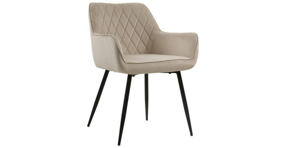 ARMLEHNSTUHL in Eisen Samt - Creme/Schwarz, Design, Holz/Textil (56/79/58cm) - Carryhome