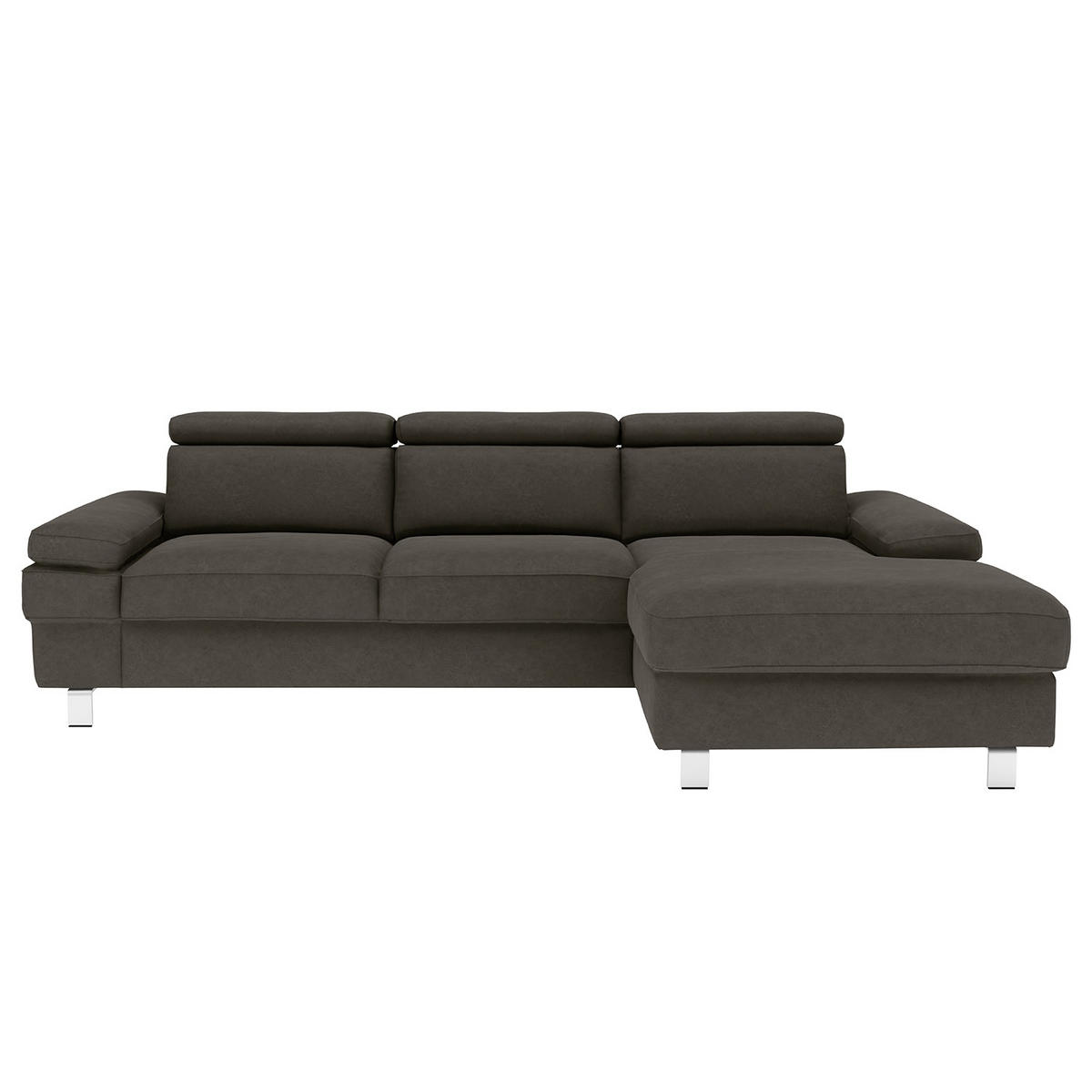 ECKSOFA in Mikrofaser Anthrazit  - Anthrazit/Silberfarben, Konventionell, Textil/Metall (182/82/260cm) - Trendmanufaktur