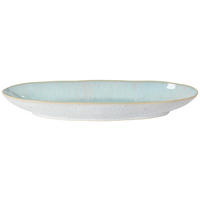 SERVIERPLATTE - Weiß Hochglanz/Hellblau, Basics, Keramik (41/14cm) - Costa Nova