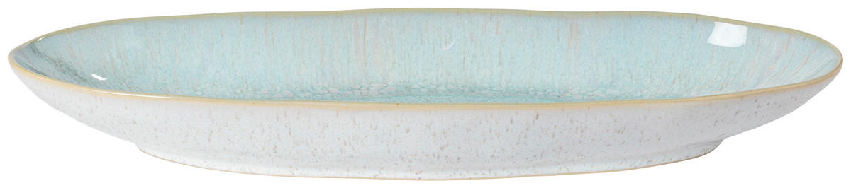 SERVIERPLATTE - Weiß Hochglanz/Hellblau, Basics, Keramik (41/14cm) - Costa Nova