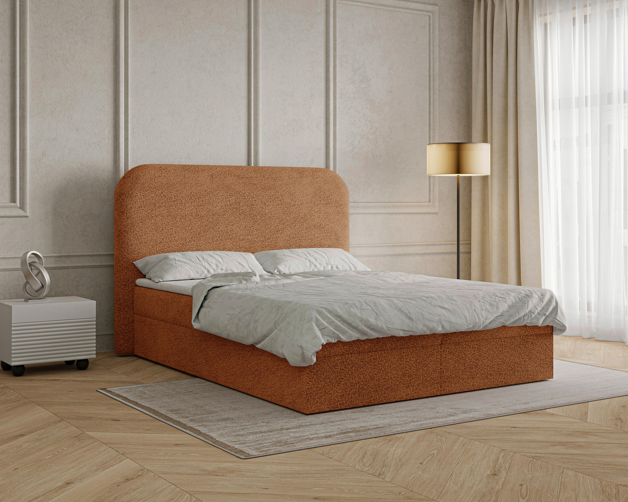 BOXBETT 180/200 cm,  in Terracotta, Bettkasten, Topper, H2 + H3 = mittel + fest  - Terracotta/Schwarz, MODERN, Holz/Kunststoff (180/200cm) - MID.YOU