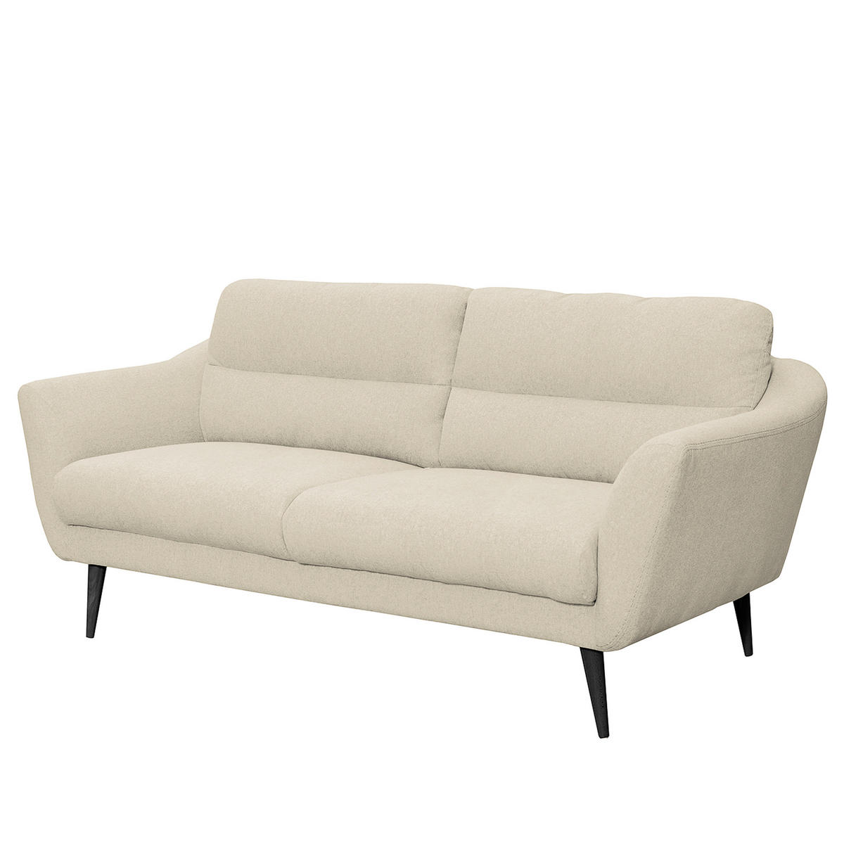 2,5-SITZER Webstoff Creme  - Creme/Schwarz, Design, Holz/Textil (187/87/88cm) - Livetastic