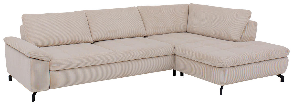 HÖRNSOFFA i manchester, velour ecru  - svart/ecru, Design, metall/textil (291/197cm) - Beldomo Style