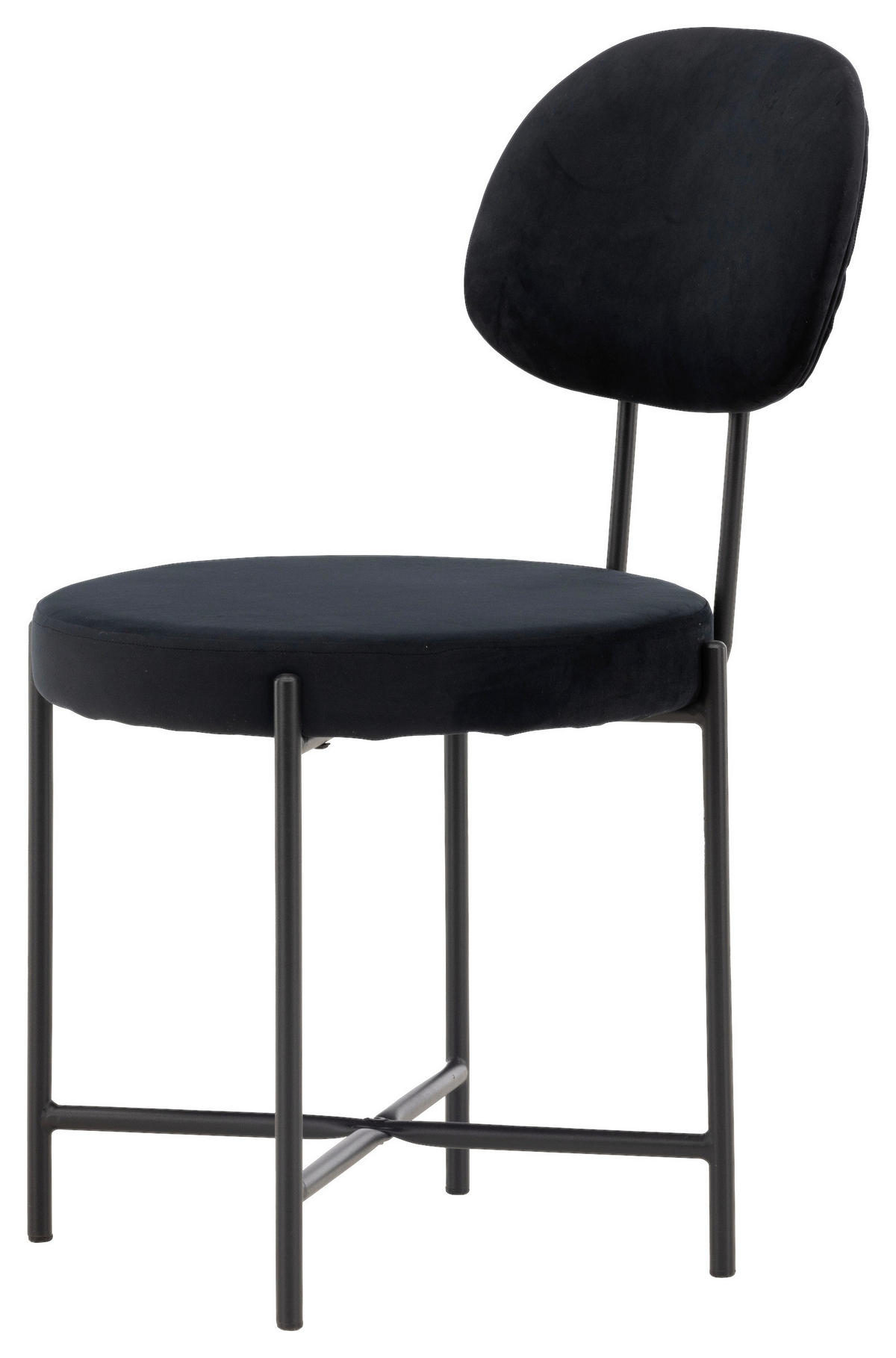 STUHL-SET  in Stahl Samt Metall, Textil  - Schwarz, Design, Textil/Metall (50/89/60cm) - Livetastic