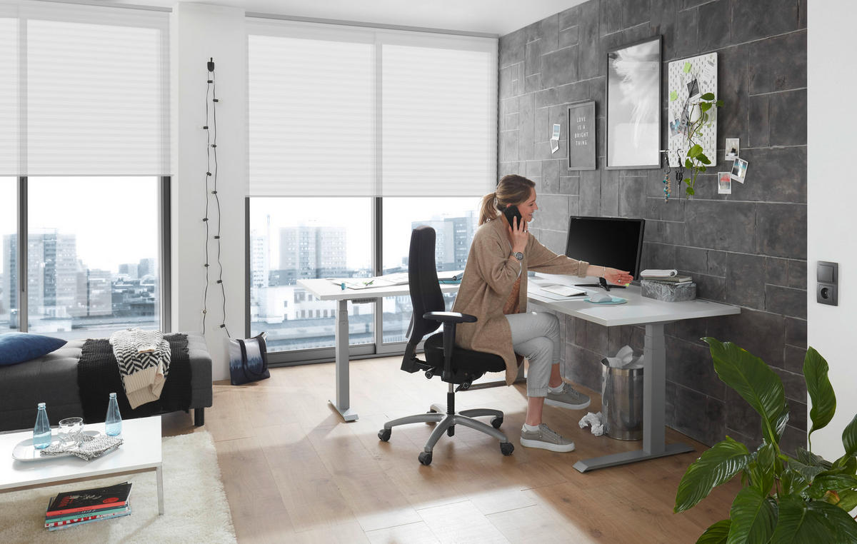 ROHOVÝ PÍSACÍ STÔL, sivá, svetlosivá, 185/177/64-129 cm - sivá/svetlosivá, Design, kov/kompozitné drevo (185/177/64-129cm) - Livetastic