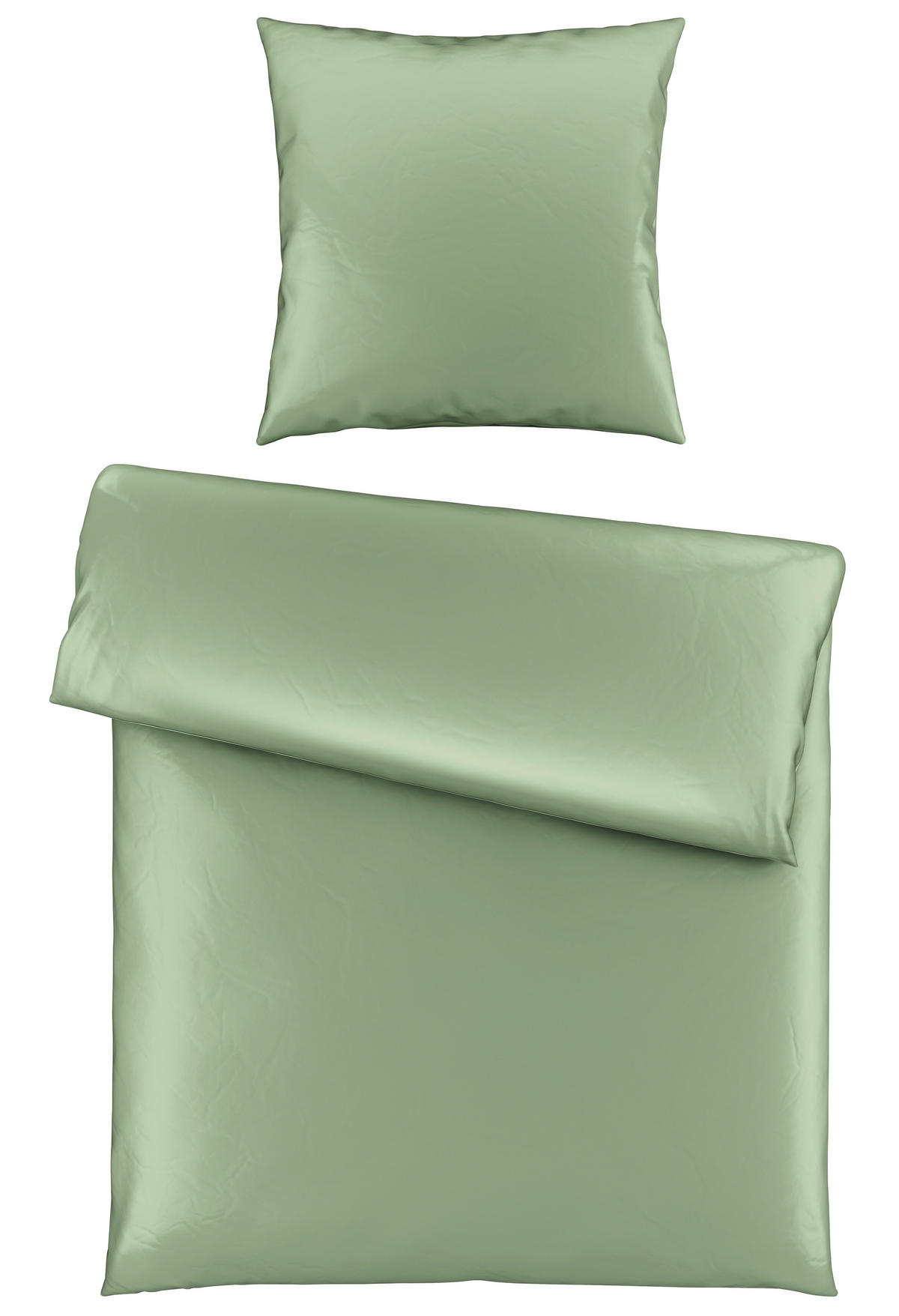 BETTWÄSCHE 135/200 cm NIGIRI Satin  - Salbeigrün, Basics, Textil (135/200cm) - Bio:Vio