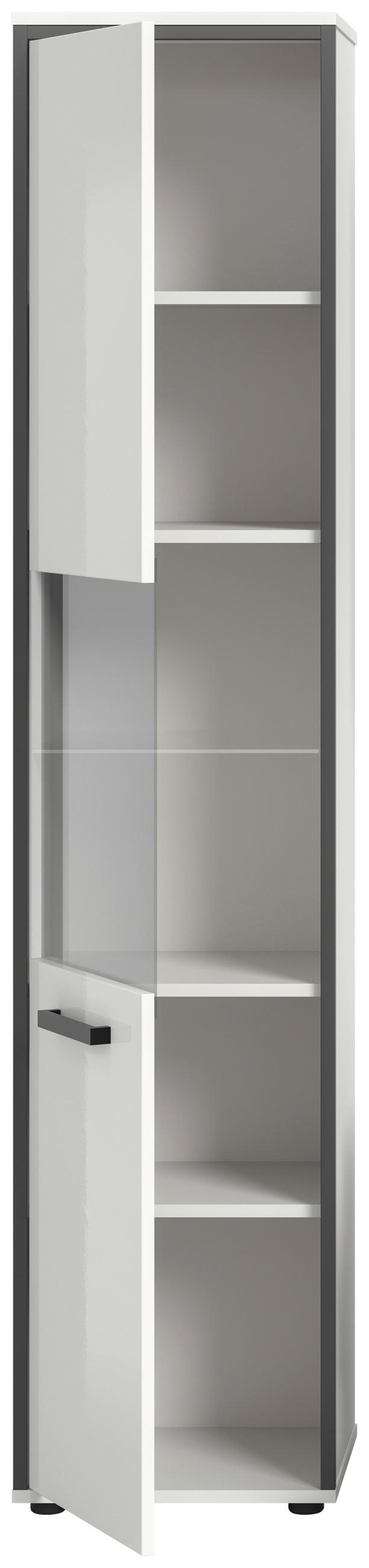 HOCHSCHRANK 40/188/34 cm  - Weiß Hochglanz/Schwarz, MODERN, Holzwerkstoff/Kunststoff (40/188/34cm) - MID.YOU