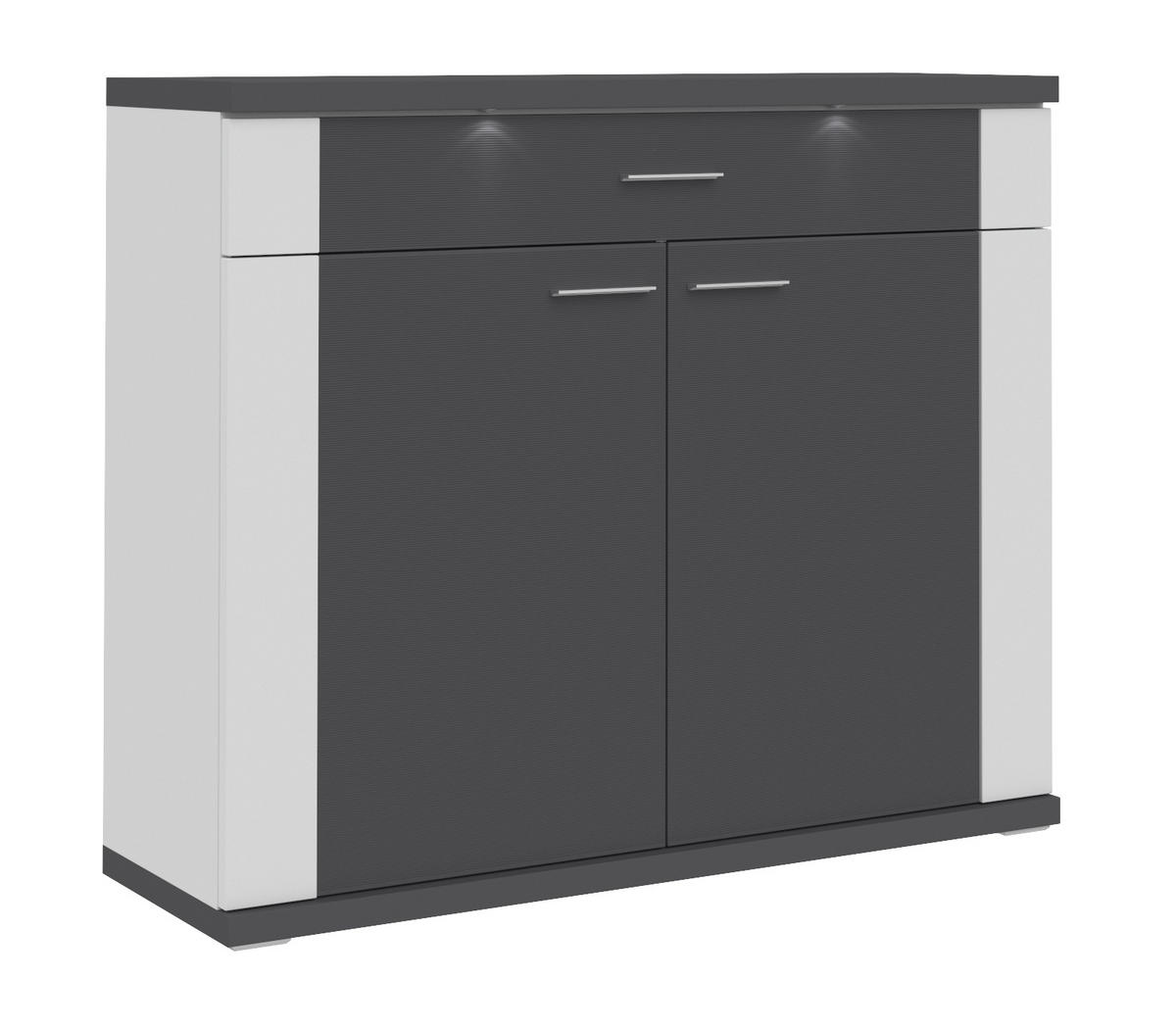 KOMMODE  in 129/107/42 cm  - Chromfarben/Graphitfarben, Design, Holzwerkstoff/Kunststoff (129/107/42cm) - Xora