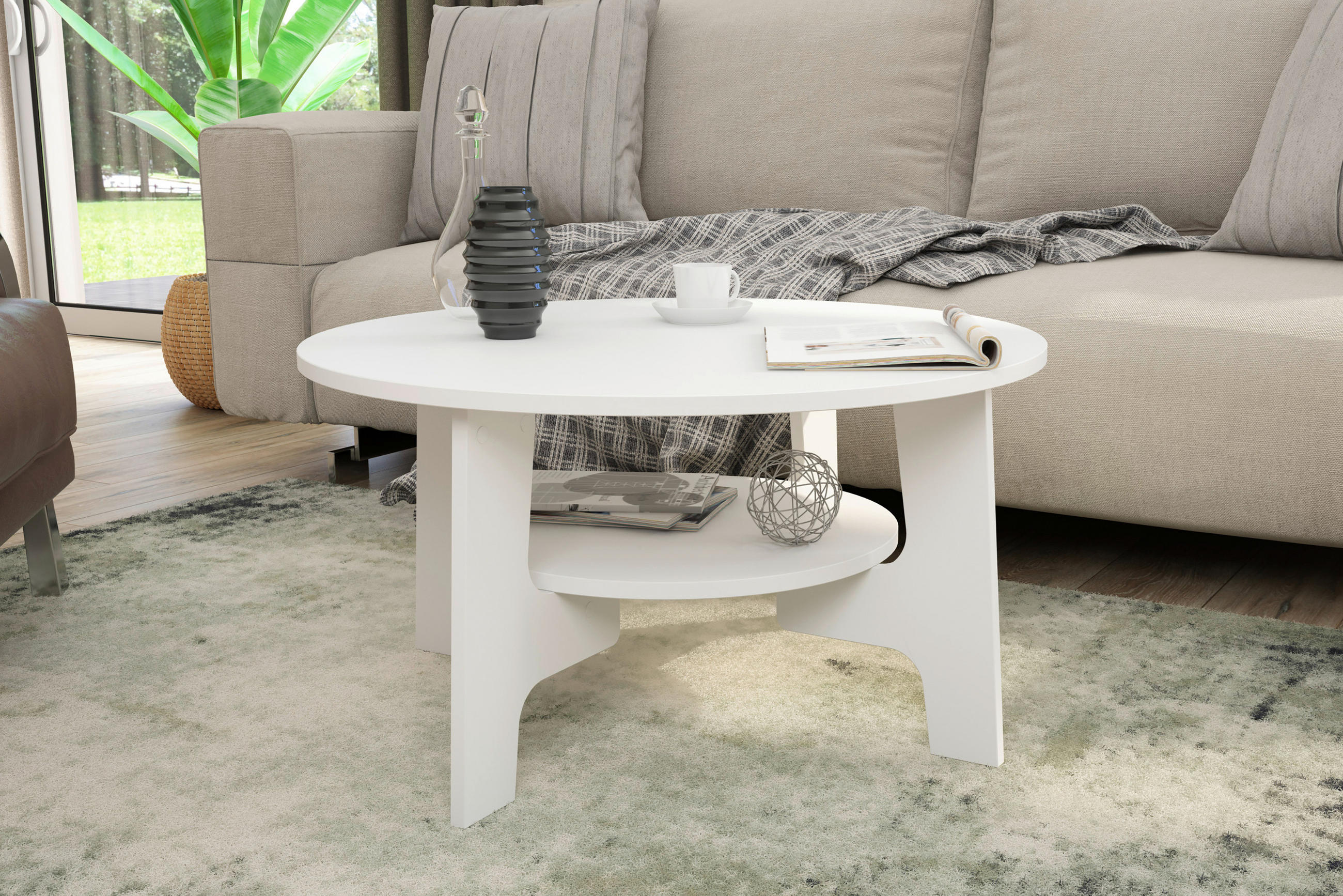 COUCHTISCH 80/80/42,5 cm rund Weiß  - Weiß, KONVENTIONELL, Holzwerkstoff (80/80/42,5cm) - MID.YOU