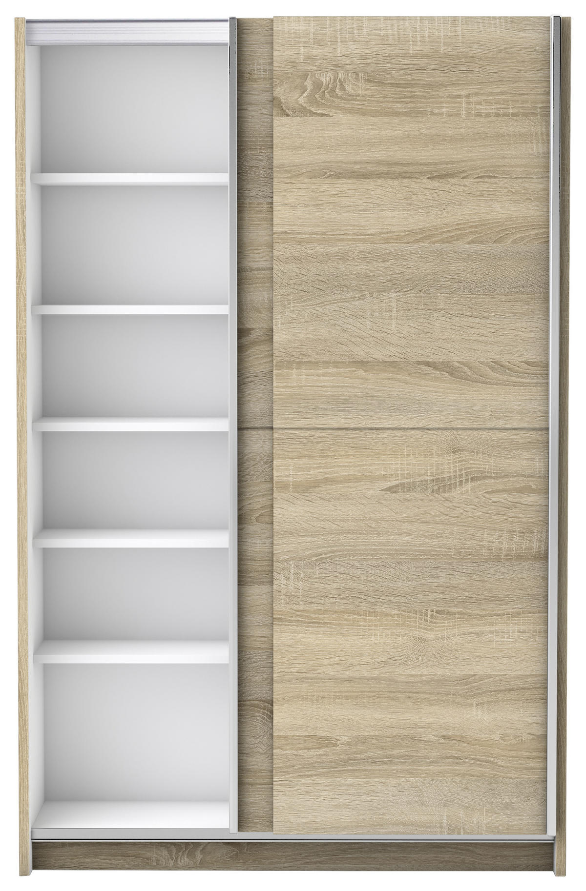 OMARA Z DRSNIMI VRATI, hrast sonoma  - barve aluminija/hrast sonoma, Basics, leseni material (125/196/38cm) - Livetastic