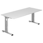 SCHREIBTISCH 180/80/65-85 cm Weiß  - Silberfarben/Weiß, KONVENTIONELL, Holzwerkstoff/Metall (180/80/65-85cm) - Venda
