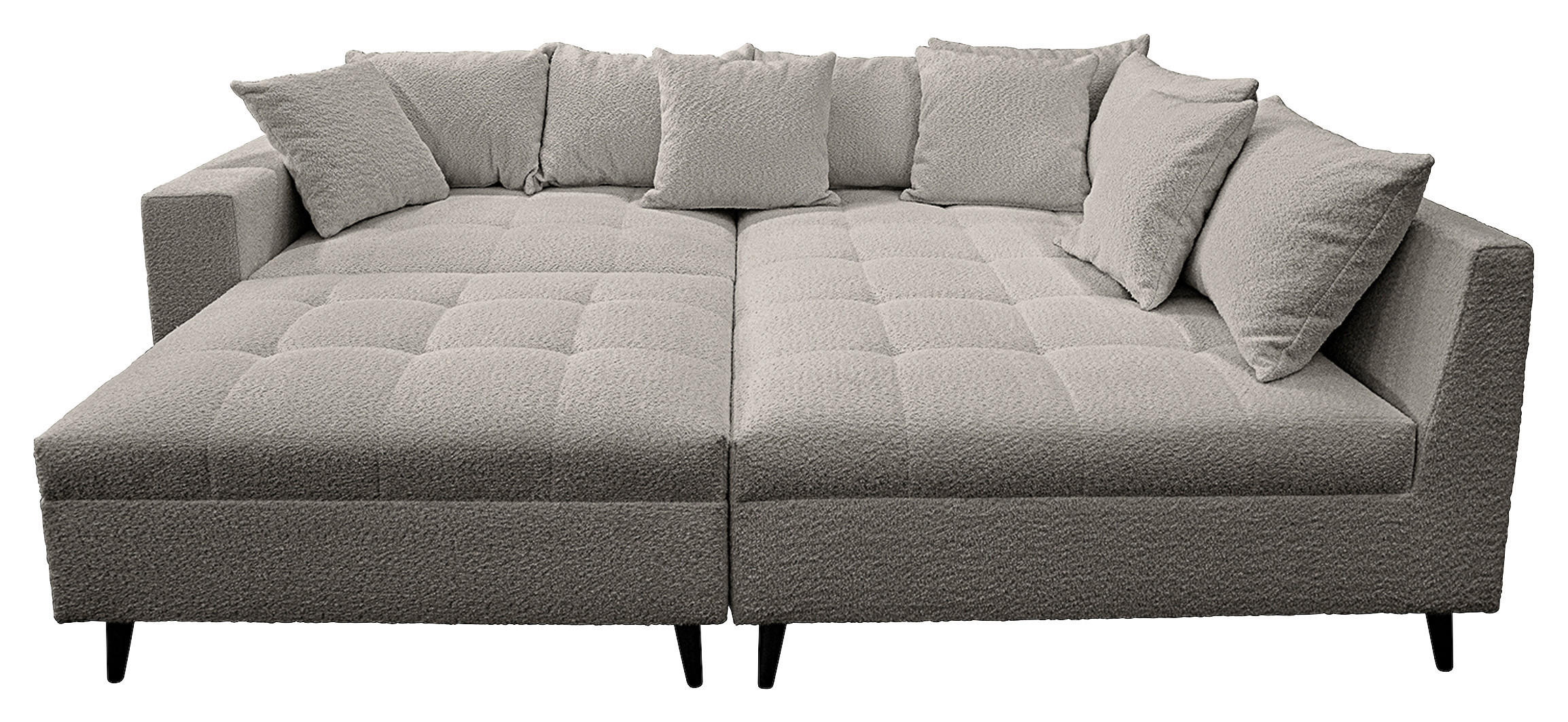 Ecksofa inkl. Hocker in Bouclé Dunkelgrau  - Dunkelgrau/Schwarz, Design, Holz/Textil (247/174cm) - MID.YOU