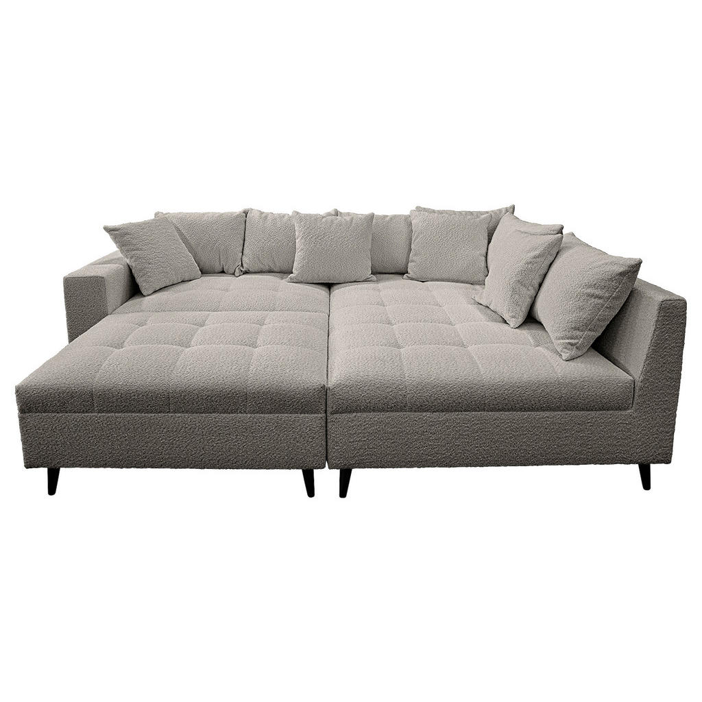 Thumbnail - Mid.you Ecksofa, Dunkelgrau, Textil, Birke, 3-Sitzer, Füllung: Schaumstoffflocken,Schaumstoffflocken, Ottomane rechts, L...