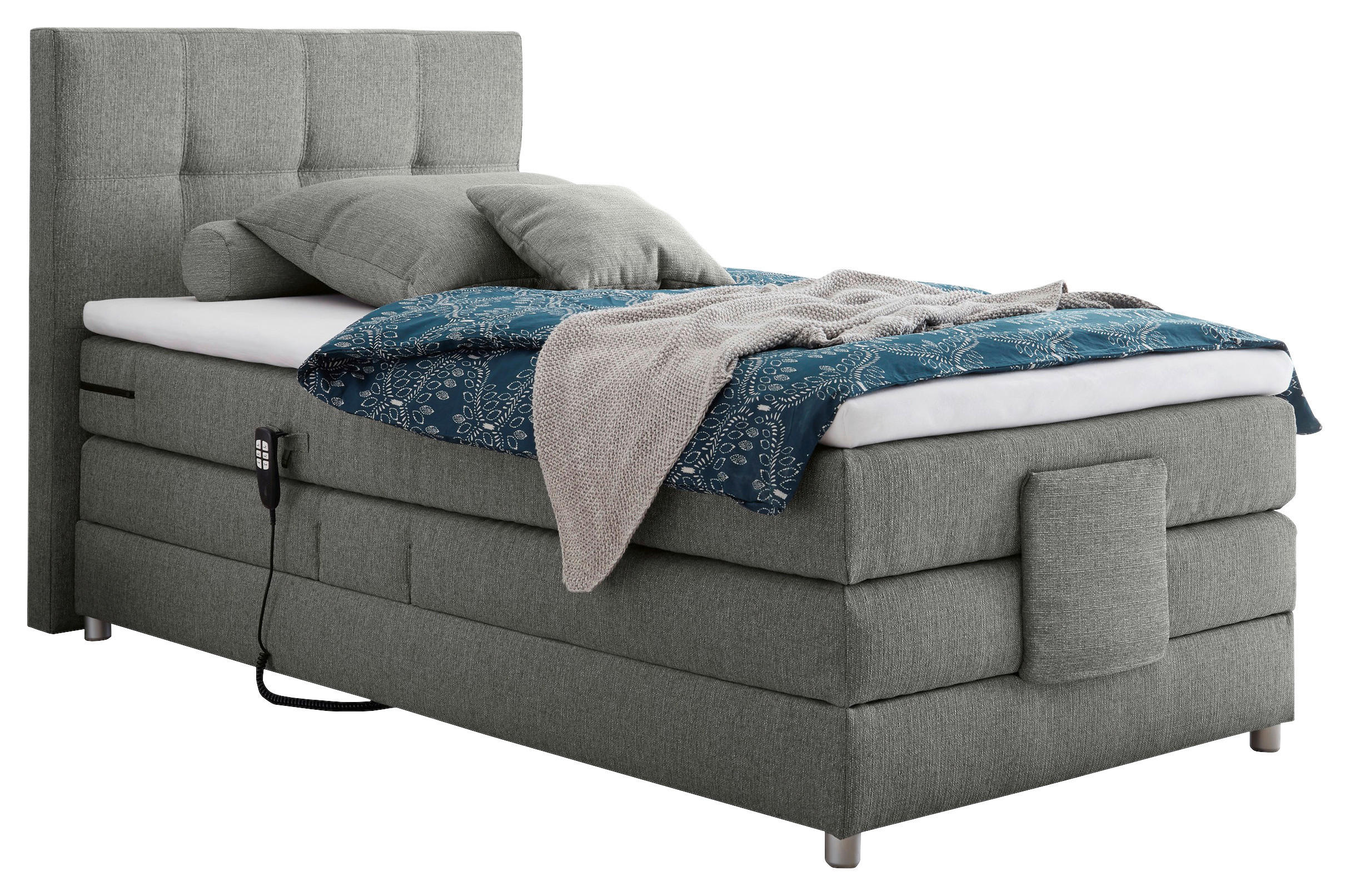 BOXSPRINGBETT 100/200 cm  in Grau  - Silberfarben/Grau, Konventionell, Holzwerkstoff/Kunststoff (100/200cm) - Esposa