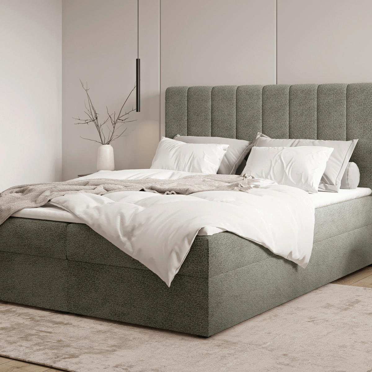 BOXBETT 160/200 cm,  in Grün, Bettkasten, Topper,  - Schwarz/Grün, MODERN, Holz/Kunststoff (160/200cm) - MID.YOU