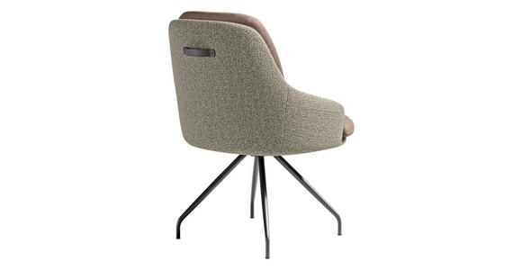 ARMLEHNSTUHL  Beinauswahl, Sitzfläche 360° drehbar, Stoff-/Lederauswahl Velours  Sandfarben, Graugrün  - Sandfarben/Schwarz, Design, Textil/Metall (60/86/66cm) - Dieter Knoll