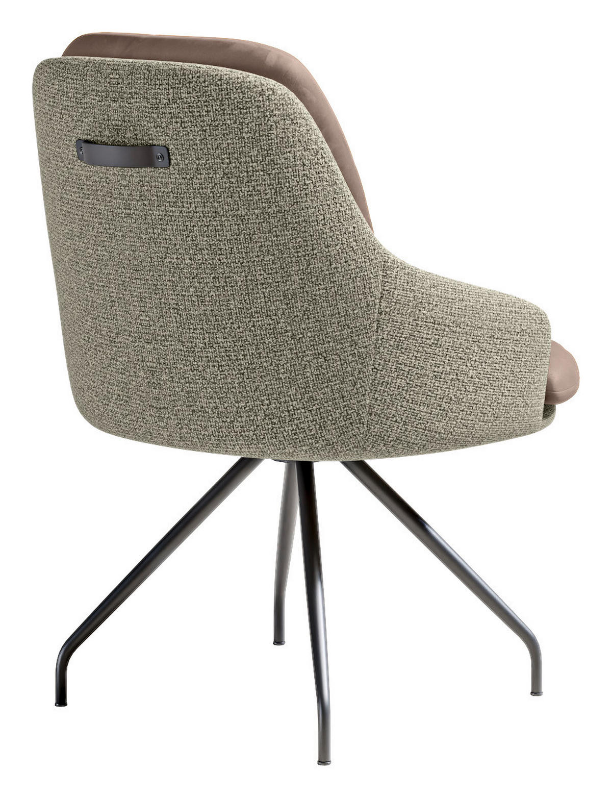 ARMLEHNSTUHL  Beinauswahl, Sitzfläche 360° drehbar, Stoff-/Lederauswahl Velours  Sandfarben, Graugrün  - Sandfarben/Schwarz, Design, Textil/Metall (60/86/66cm) - Dieter Knoll