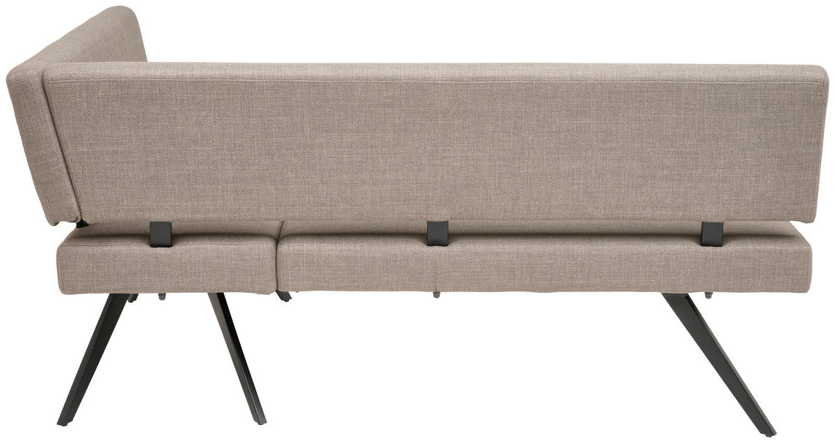 ECKBANK 150/190 cm Webstoff Hellgrau   - Hellgrau/Schwarz, KONVENTIONELL, Textil/Metall (150/190cm) - MID.YOU