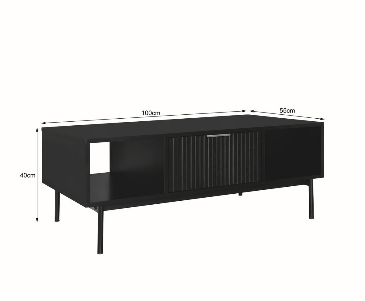 COUCHTISCH 100/55/40 cm rechteckig Schwarz  - Schwarz, Design, Holzwerkstoff/Metall (100/55/40cm) - MID.YOU