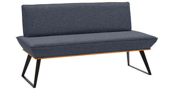SITZBANK 160/87/64 cm Webstoff Eichefarben, Anthrazit, Schwarz Eiche massiv Metall  - Eichefarben/Anthrazit, Design, Holz/Textil (160/87/64cm) - Voleo