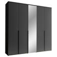 DREHTÜRENSCHRANK  in Graphitfarben  - Schwarz/Graphitfarben, MODERN, Glas/Holzwerkstoff (225/225/52cm) - Carryhome