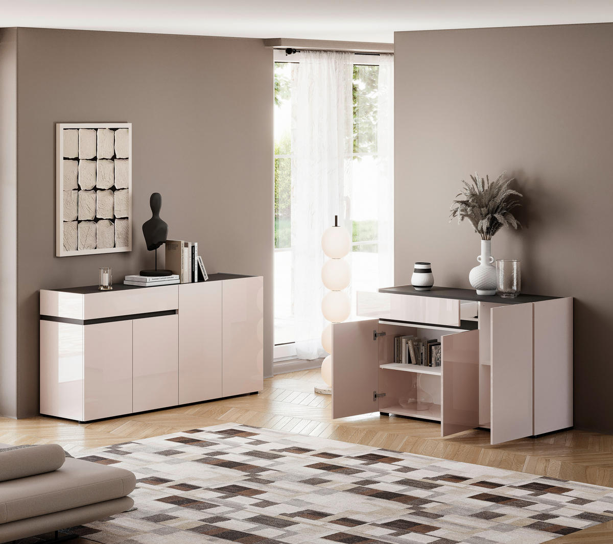 SIDEBOARD  120,2/80,1/42,6 cm 1 Schublade(n)  - Kaschmir/Anthrazit, Design, Holzwerkstoff/Kunststoff (120,2/80,1/42,6cm) - Voleo