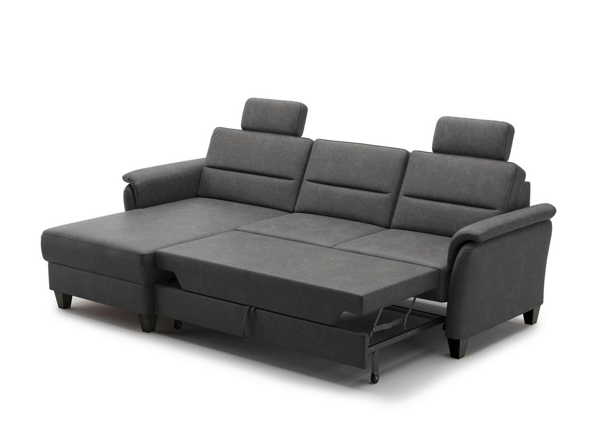 ECKSOFA PALMERA V Anthrazit Mikrofaser  - Wengefarben/Anthrazit, KONVENTIONELL, Holz/Textil (163/244cm) - Sit & More