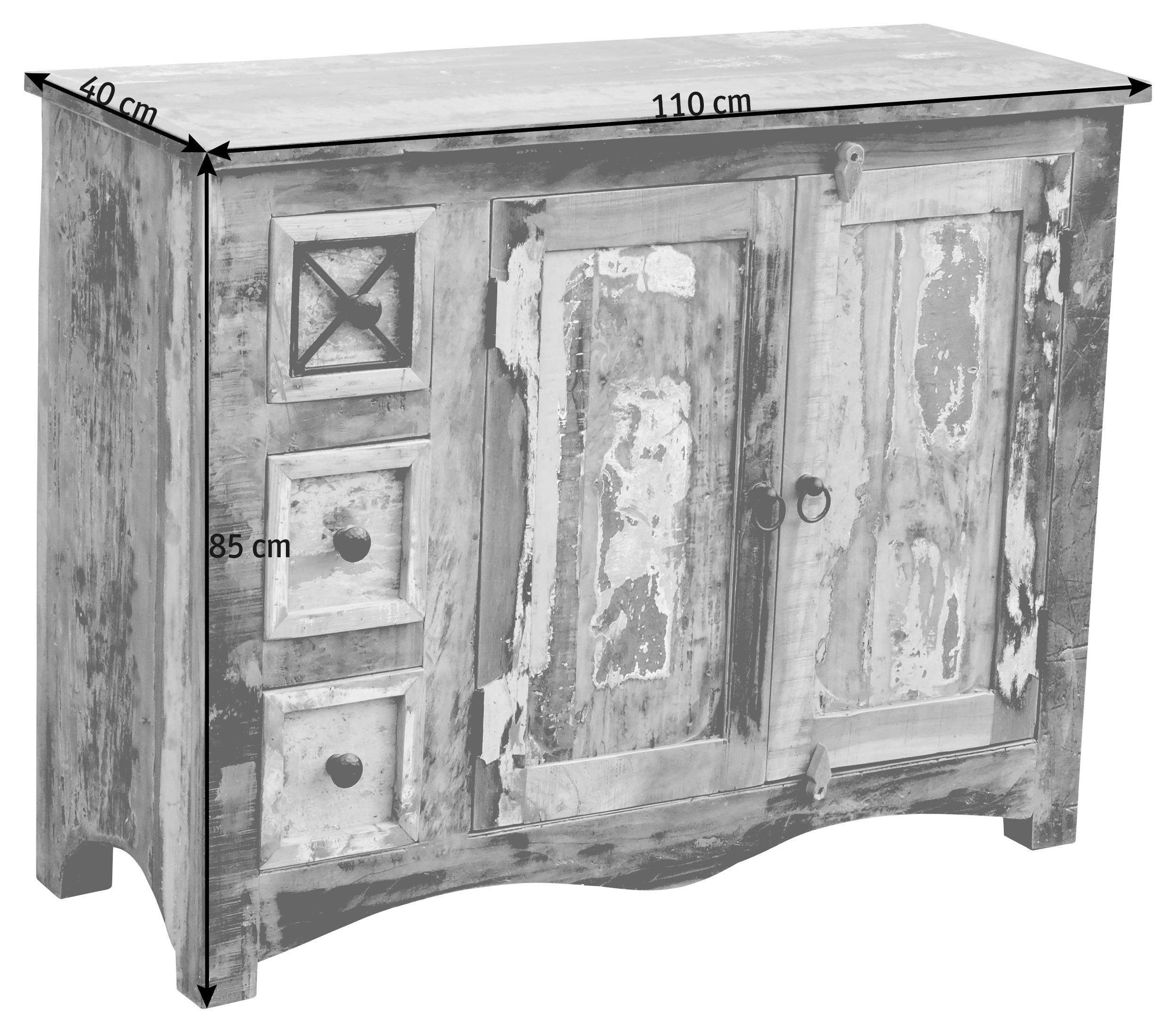 COMODĂ 110/85/40 cm - maro/multicolor, Lifestyle, metal/lemn (110/85/40cm) - Landscape
