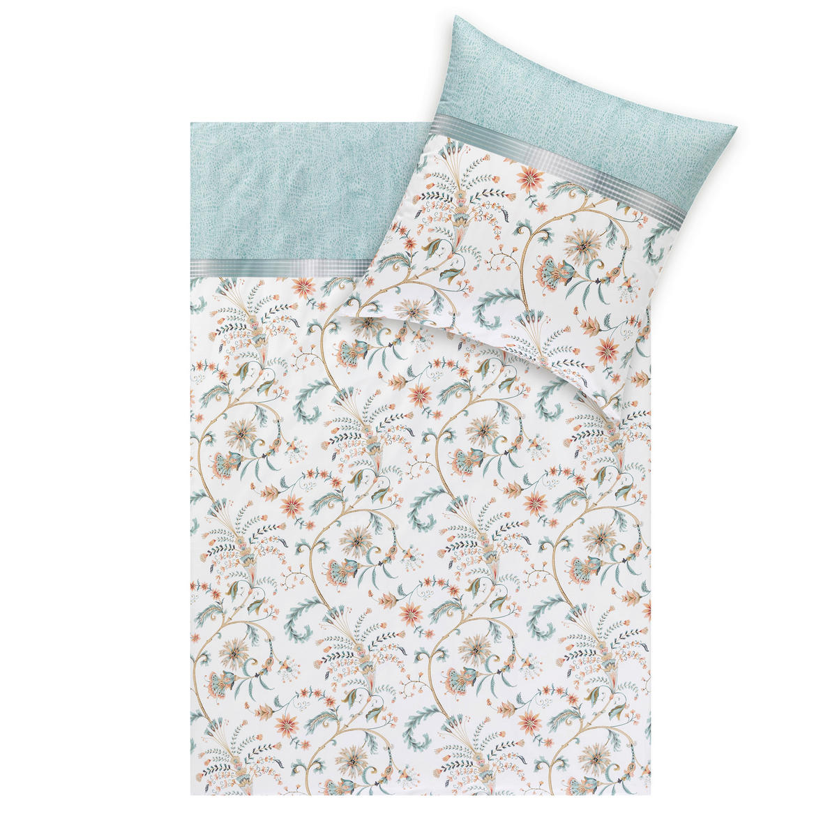 BETTWÄSCHE Natürlich Estella Makosatin 155/220 cm  - Azurblau, Design, Textil (155/220cm) - Estella