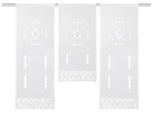 KURZGARDINEN 3ER SET   30/80 cm   - Weiß, KONVENTIONELL, Textil (30/80cm)