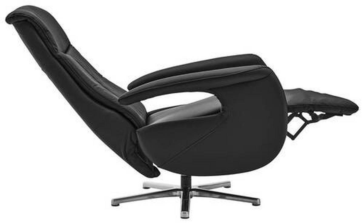 RELAXSESSEL Echtleder Relaxfunktion, Kopfteilverstellung    - Chromfarben/Schwarz, Design, Leder/Metall (71/110/83cm) - Beldomo Speed